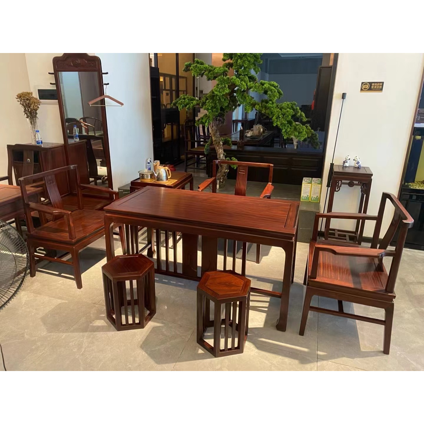 实木古典轻奢1.38米干泡台整套新中式简约大气客厅别墅办公室茶桌