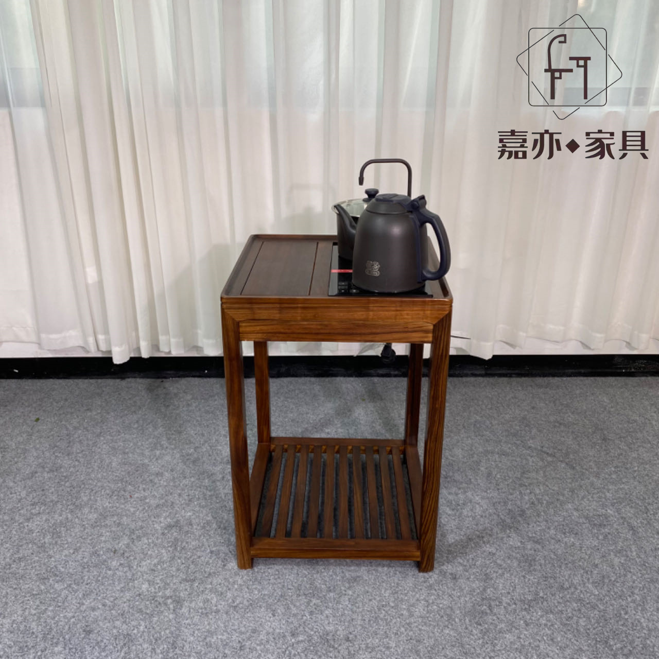 乌金木雅致茶水柜 44*44*65cm 不含烧水壶