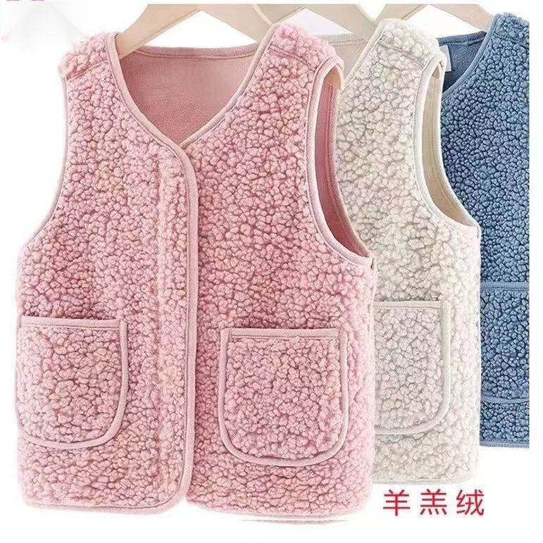儿童马甲洋气皮毛一体羊羔绒春秋冬背心外穿坎肩男女童马甲坎肩