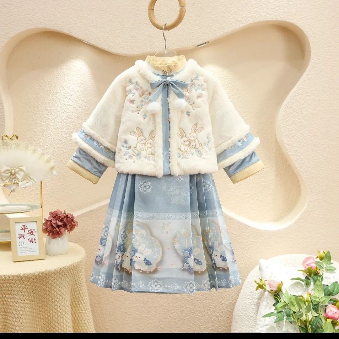 秋冬上新汉服女童冬季加厚儿童新款古风古装中国唐装女宝冬装
