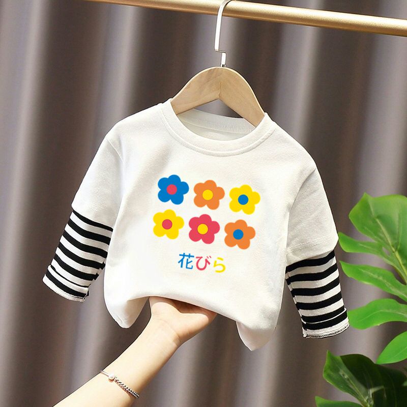 ABCKOIOI棉质女童长袖T恤2023新款冬装洋气儿童衣服女童打底衫冬