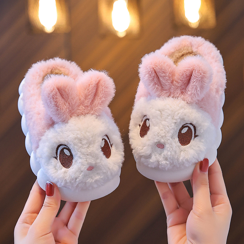 儿童棉拖鞋女童兔子冬季2024新款居家用厚底室内防滑保暖男孩棉鞋