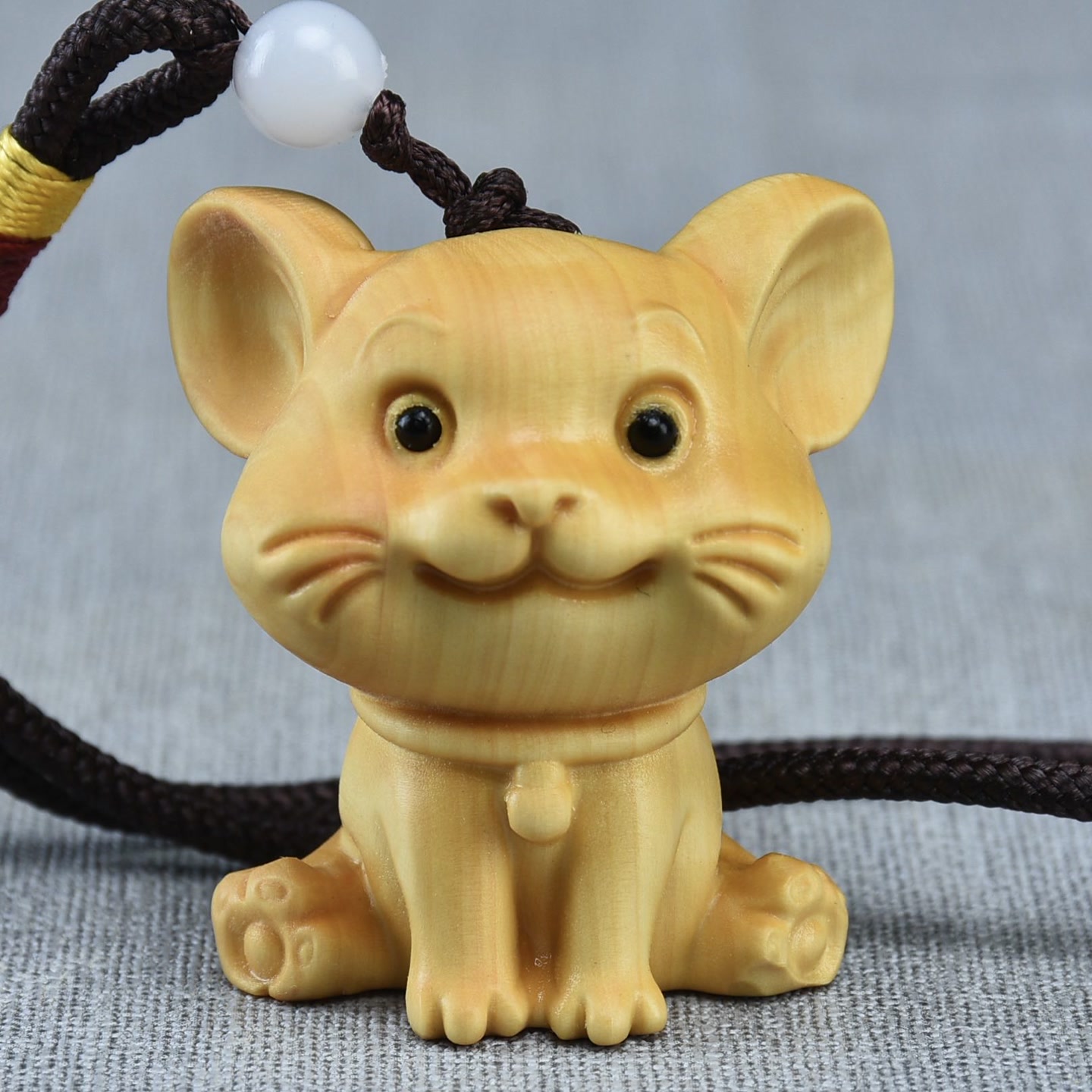 可爱鼠米老鼠黄杨木钥匙扣手把件根雕木雕木艺车摆件车挂件