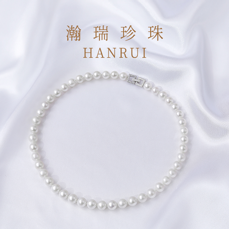 【婵婵】淡水无核全珠层珍珠项链7-9mm