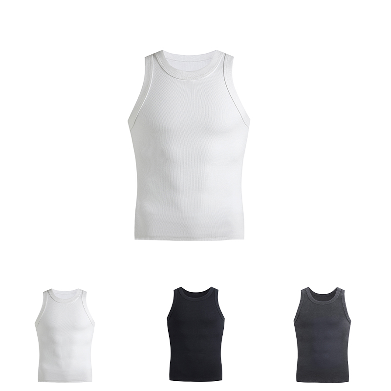 OOTC美式街头350g重磅纯棉螺纹背心高弹运动健身