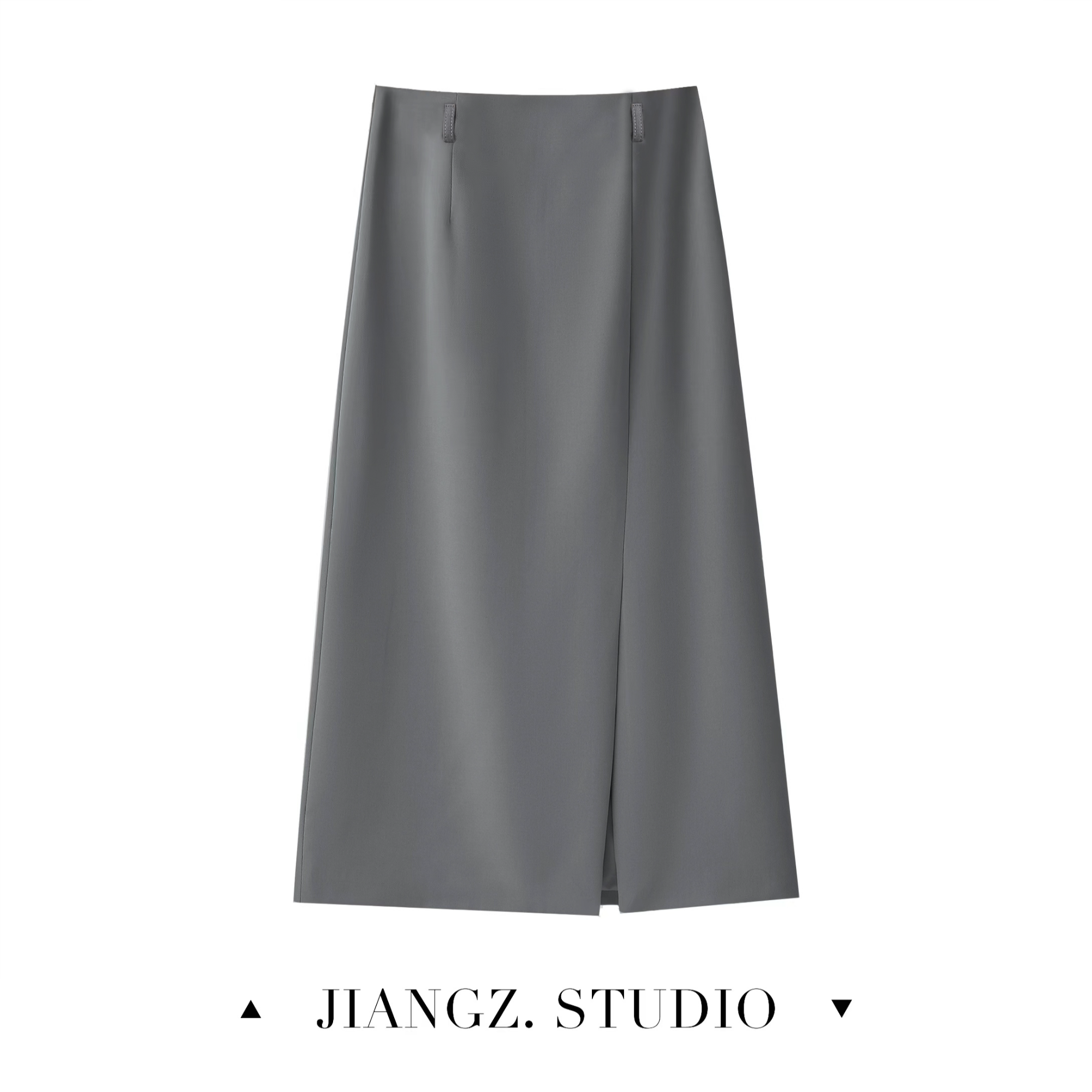 panii简约气质直筒开叉半身裙女夏季新款高腰显瘦中长裙24B2036