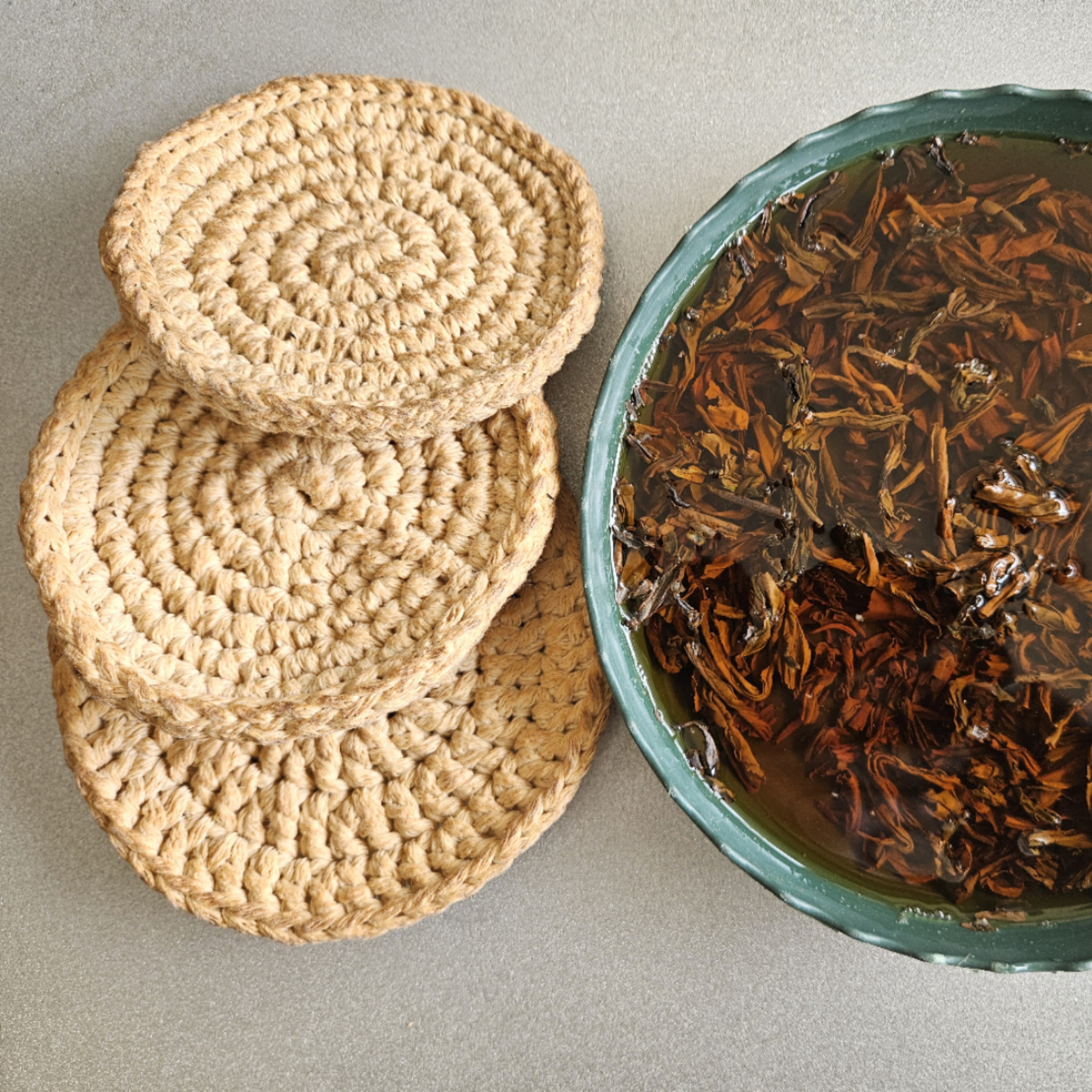 手工钩织包包杯垫创意简约草编