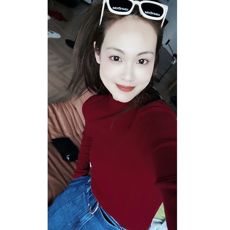 【云朵红色】美洋MEIYANG 云朵打底衫 简约百搭半高领修身长袖女t恤