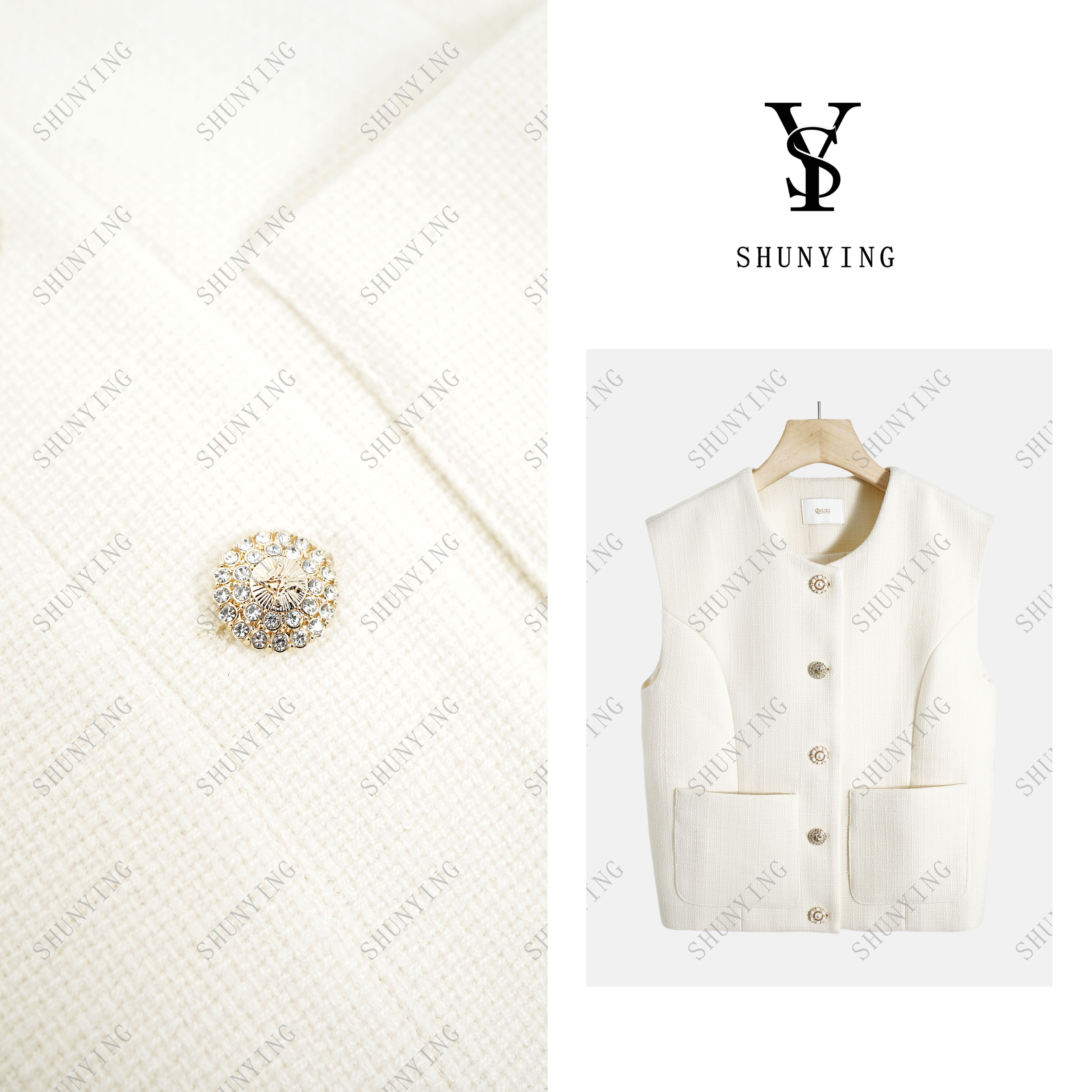 【顺瀛】简约温柔风~时尚单排扣气质百搭小香风马夹SY66MJ1316