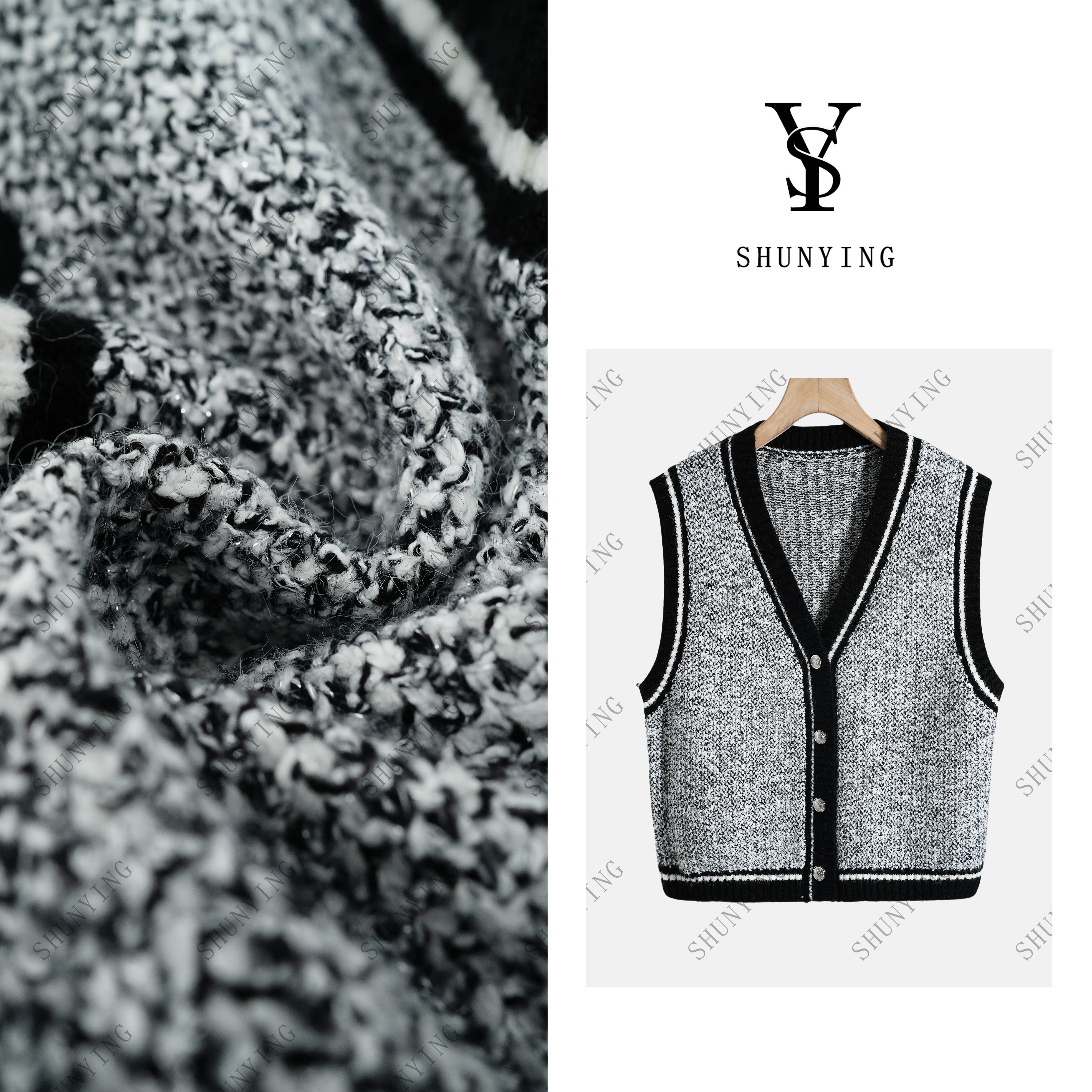 【仟娜】叠穿神器！时尚百搭简约气质撞色重工针织马甲SY66MJ5580