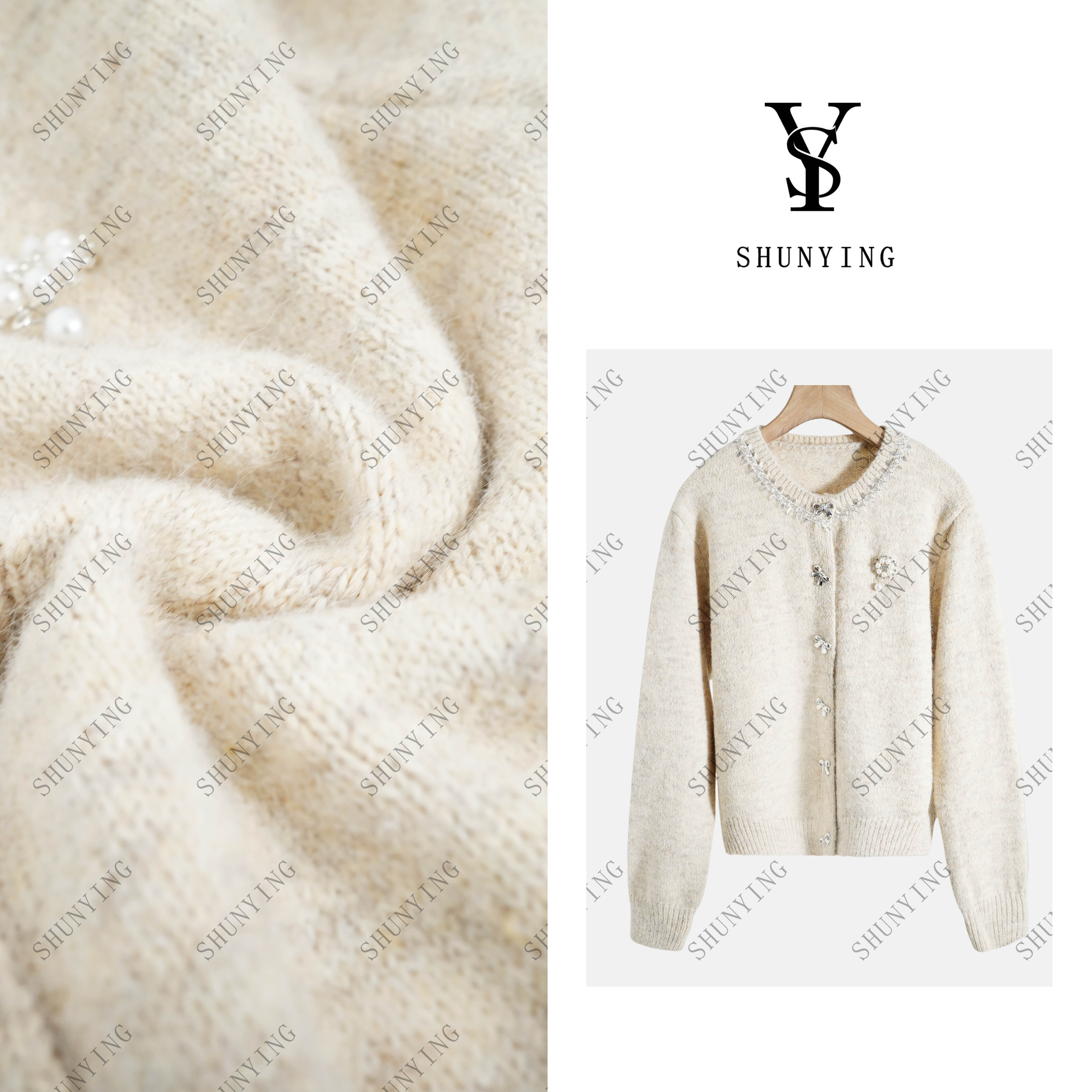 【仟娜】巨洋气减龄~镶钻设计感圆领小香风时尚针织衫SY66ZZ7736