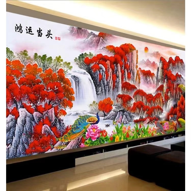 新款5D满钻艳丽鸿运当头钻石画厂家直销