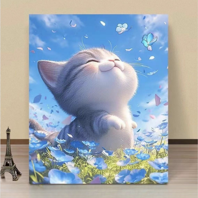 新款5D满钻可爱猫咪钻石画厂家直销