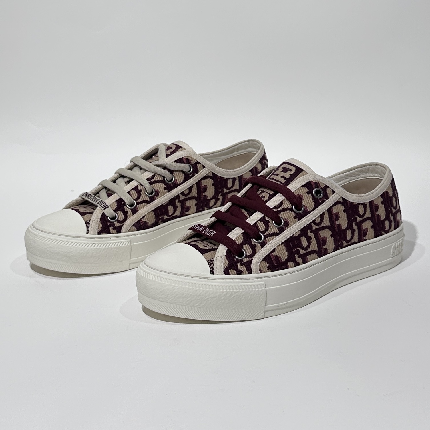 95新 DIOR/迪奥 36码/98新 白红老花时尚帆布鞋/BXC01416
