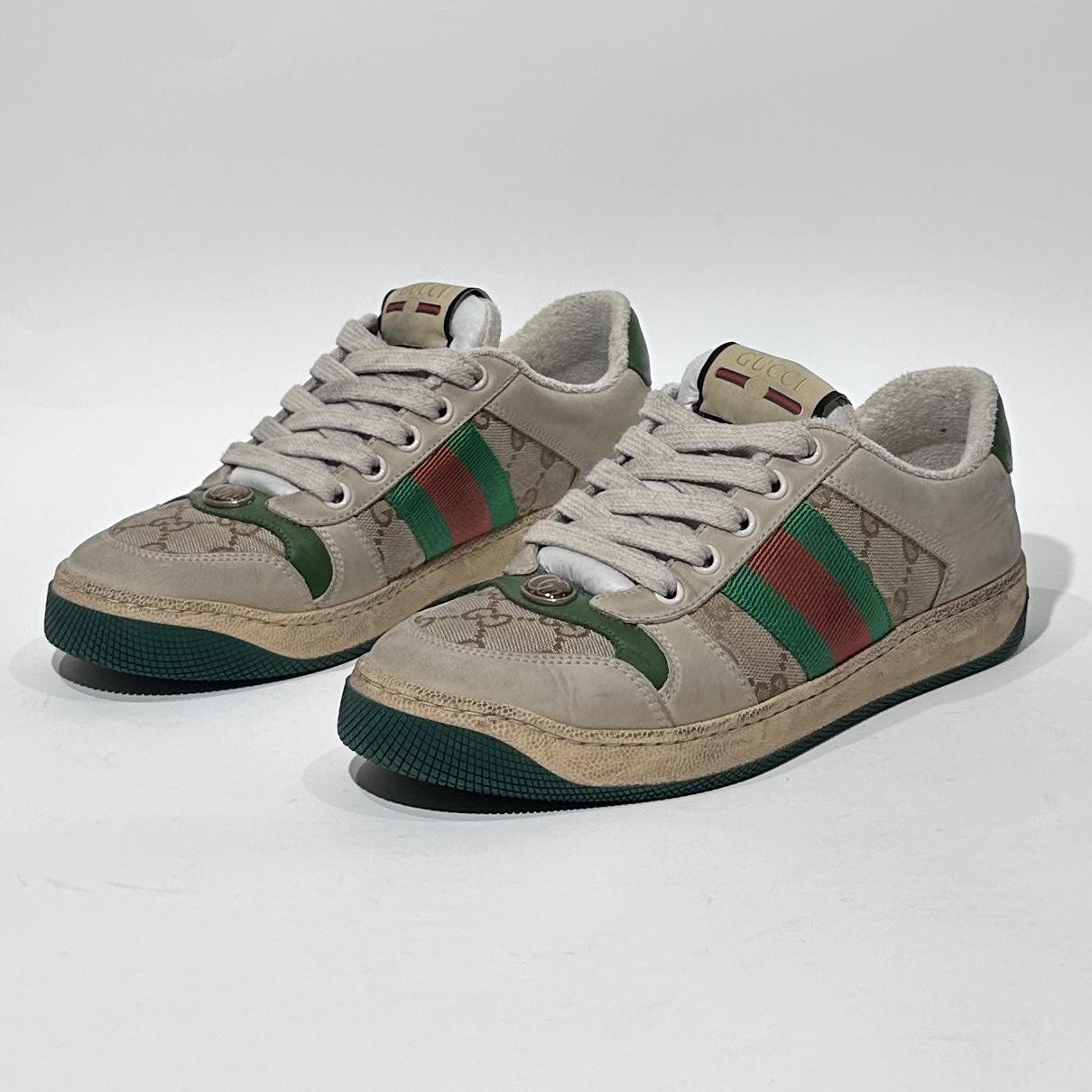 95新 GUCCI/古驰 36.5码/98新 绿尾时尚脏脏鞋/BX80130
