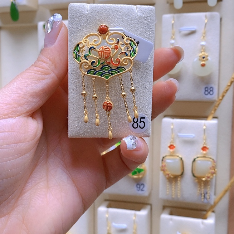 【闪购商品】和田玉颈饰银S925镀金镶嵌