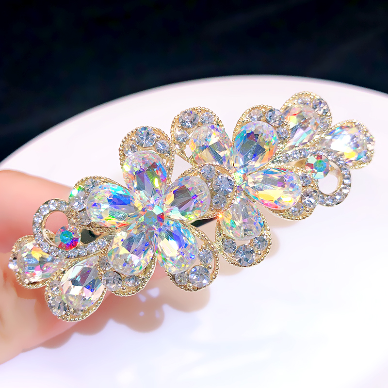 铜合金仿水晶发饰 发夹顶夹奥地利水钻弹簧夹发卡头饰小号横夹