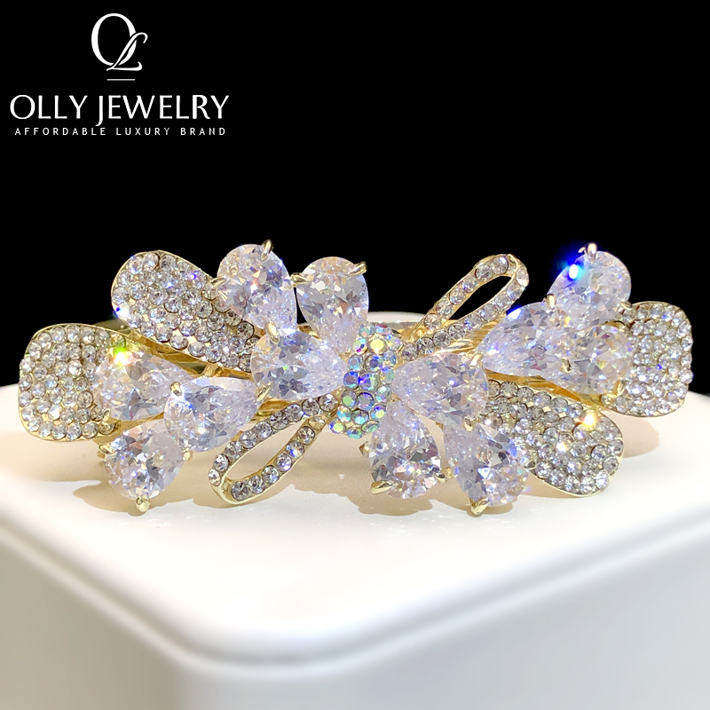 发夹女后脑勺弹簧夹锆石镶钻马尾夹防塌一字夹大号高级感气质发饰