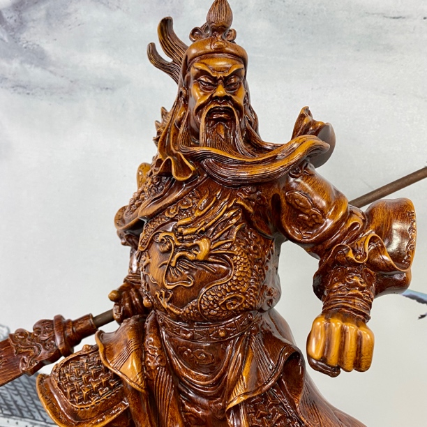 祥龙关公横刀财神家居办公室前台乔迁商务工艺品摆件（高52宽25）