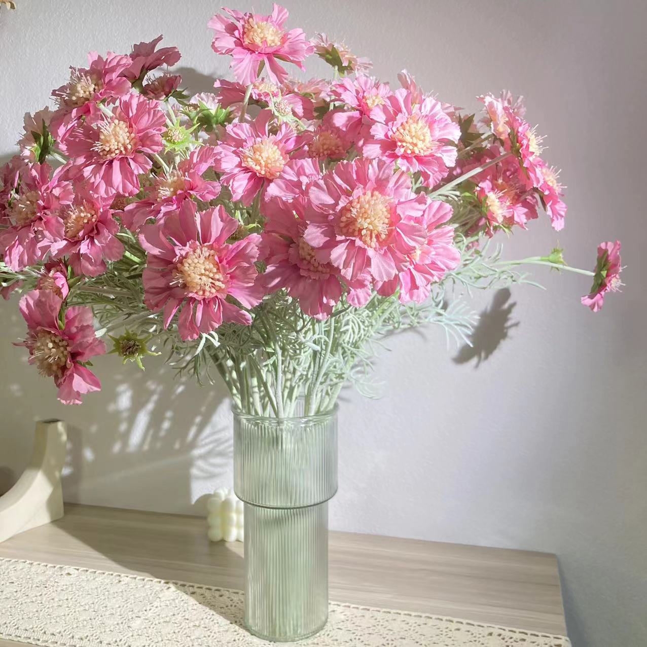 克里里仿真花粉色系热情波斯菊假花菊花装饰拍摄道具高档装饰品