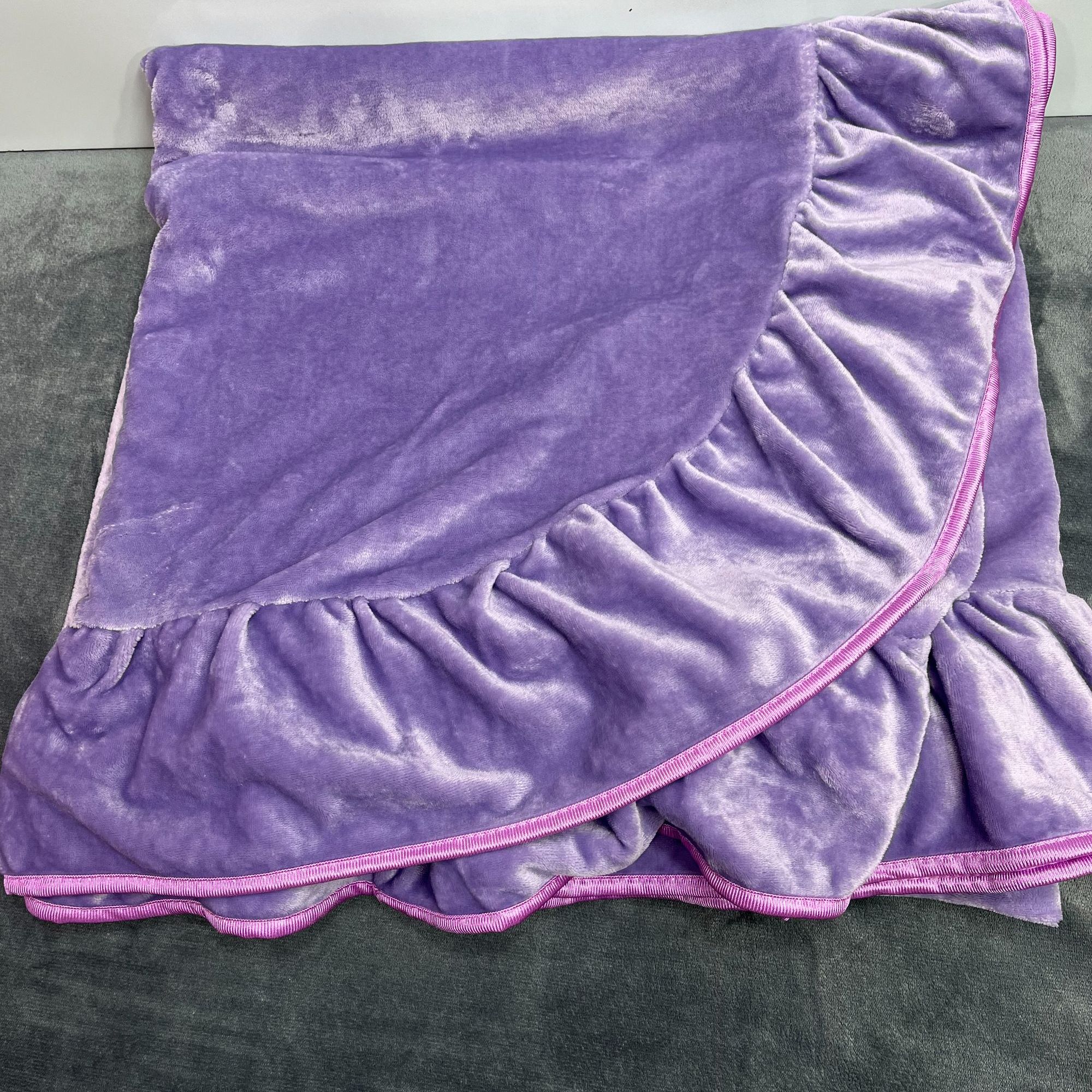 紫色纯色床单加厚冬季牛奶绒床裙