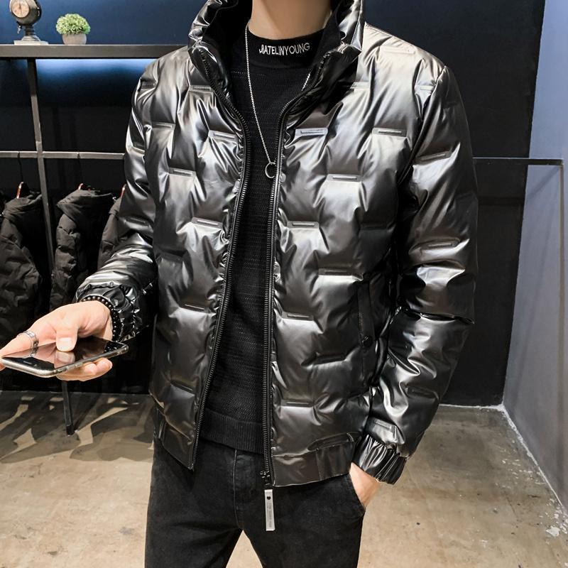 亮面轻薄羽绒服短款冬季新款韩版潮流加厚保暖立领男士外套秋冬季