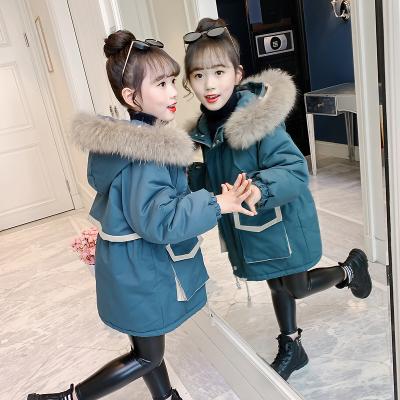 巴拉巴拉女童冬装棉衣2023新款洋气儿童外套中长款棉服冬季加绒加