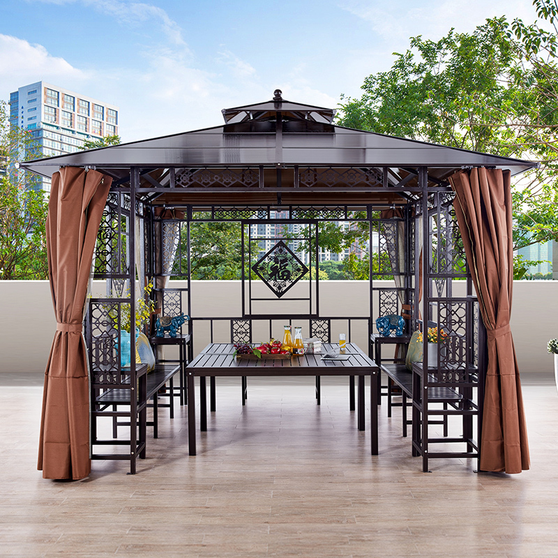 凉亭户外庭院防腐木室外阳光遮阳棚中式定制院子四角凉棚简易亭子