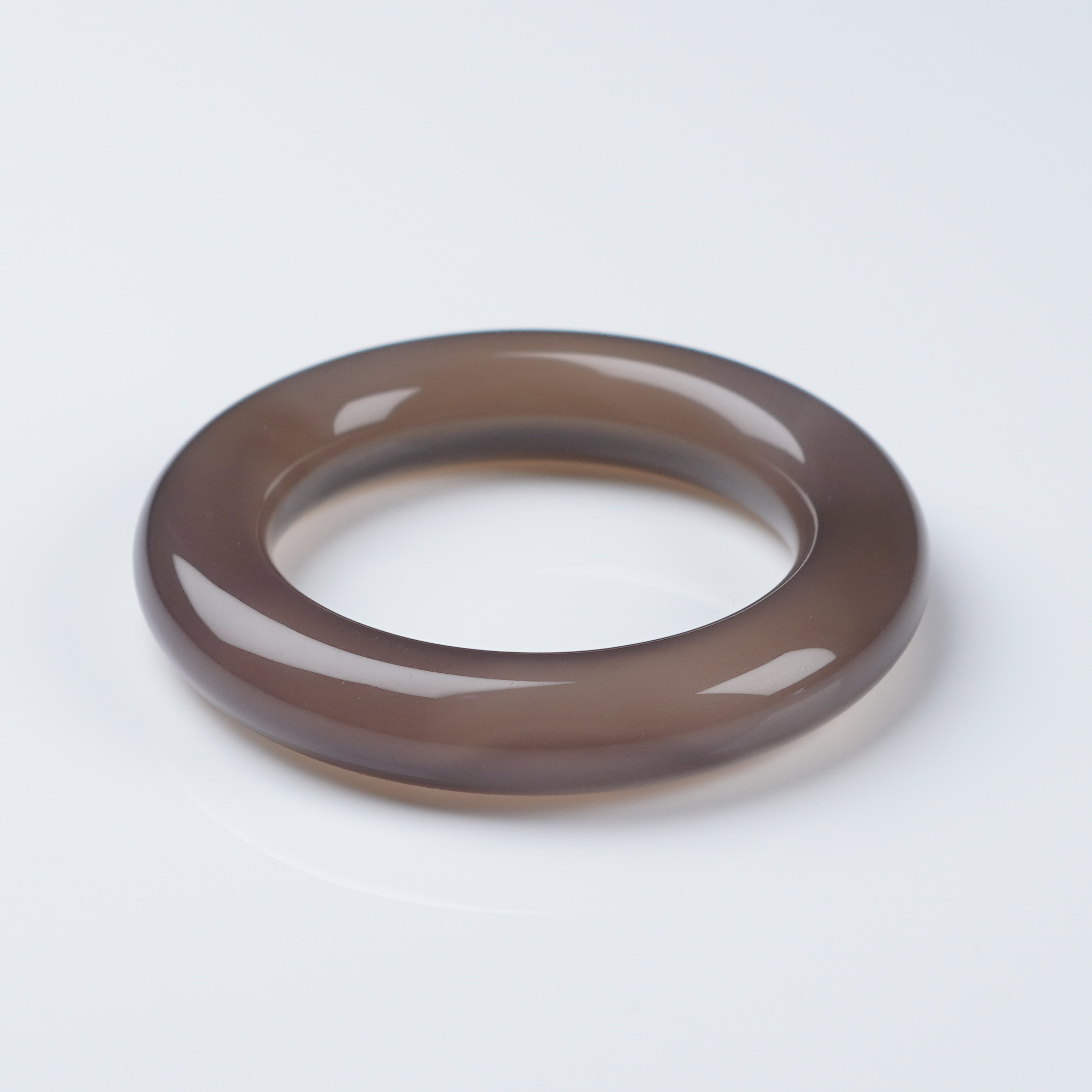 【阳琈珠宝】天然原矿烟紫色玛瑙手镯大胖圆甜甜圈/圈口55/编号187