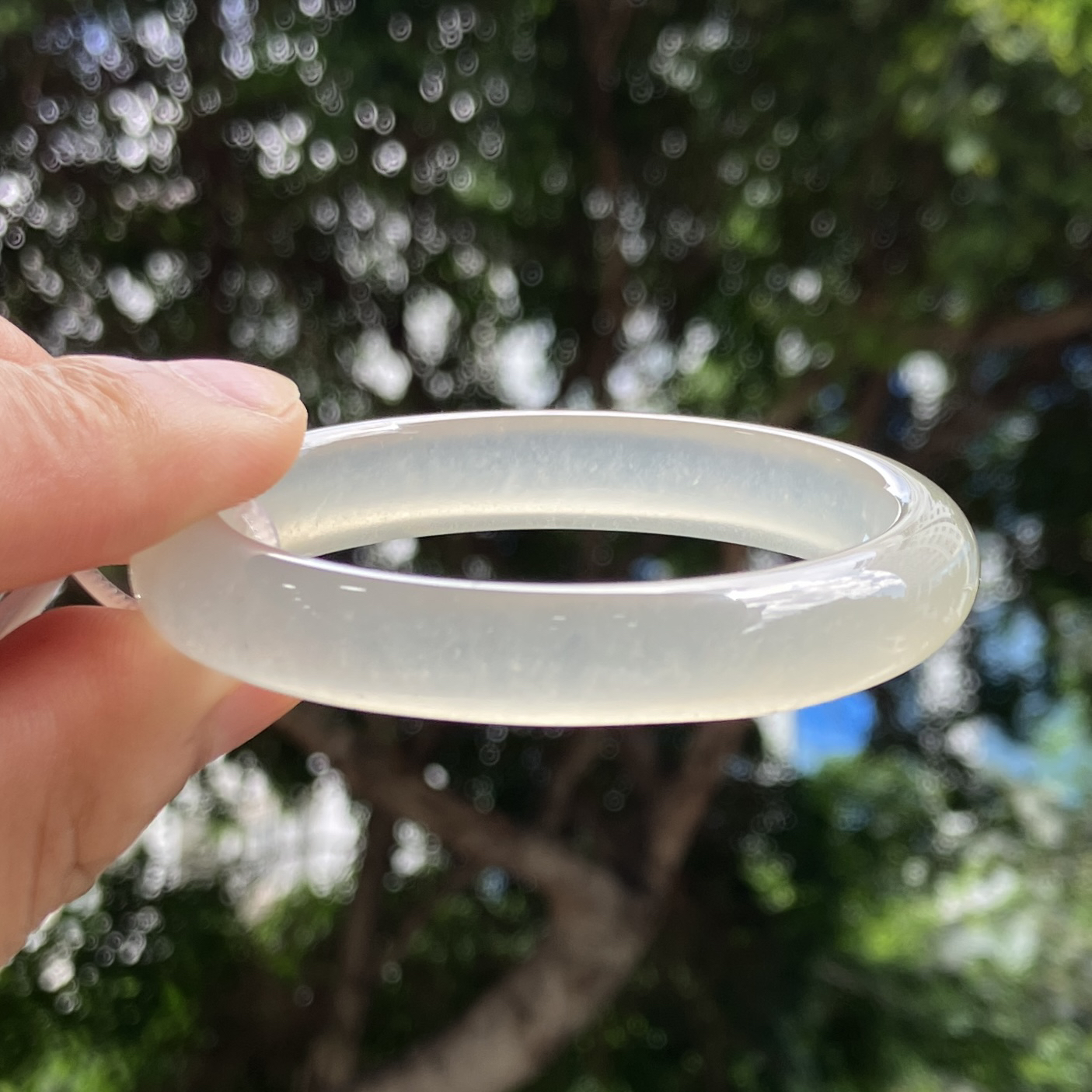 【阳琈珠宝】天然冰飘玛瑙玉石手镯/圈口51/编号0011