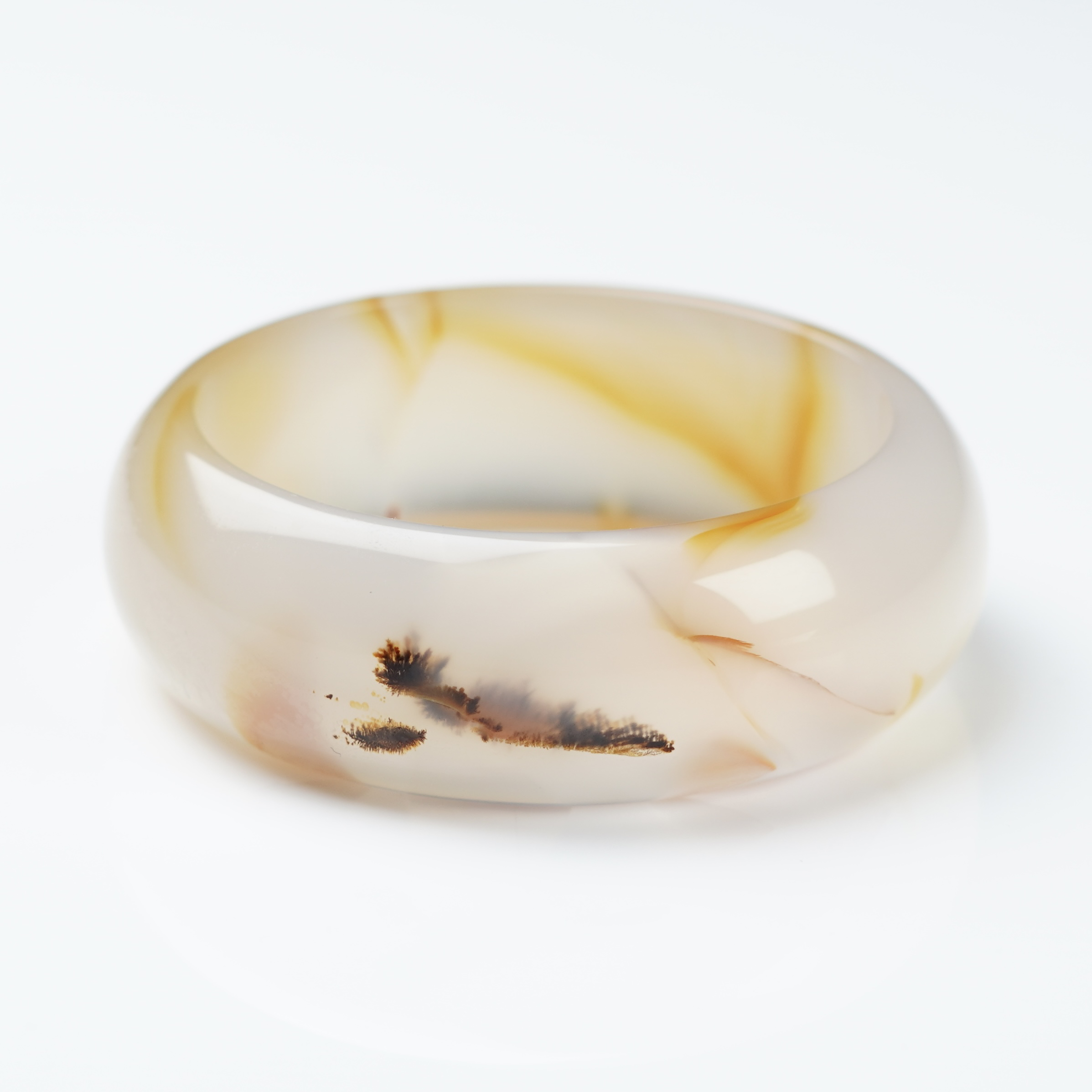 【阳琈珠宝】天然龙纹玛瑙玉石手镯/圈口60/编号001