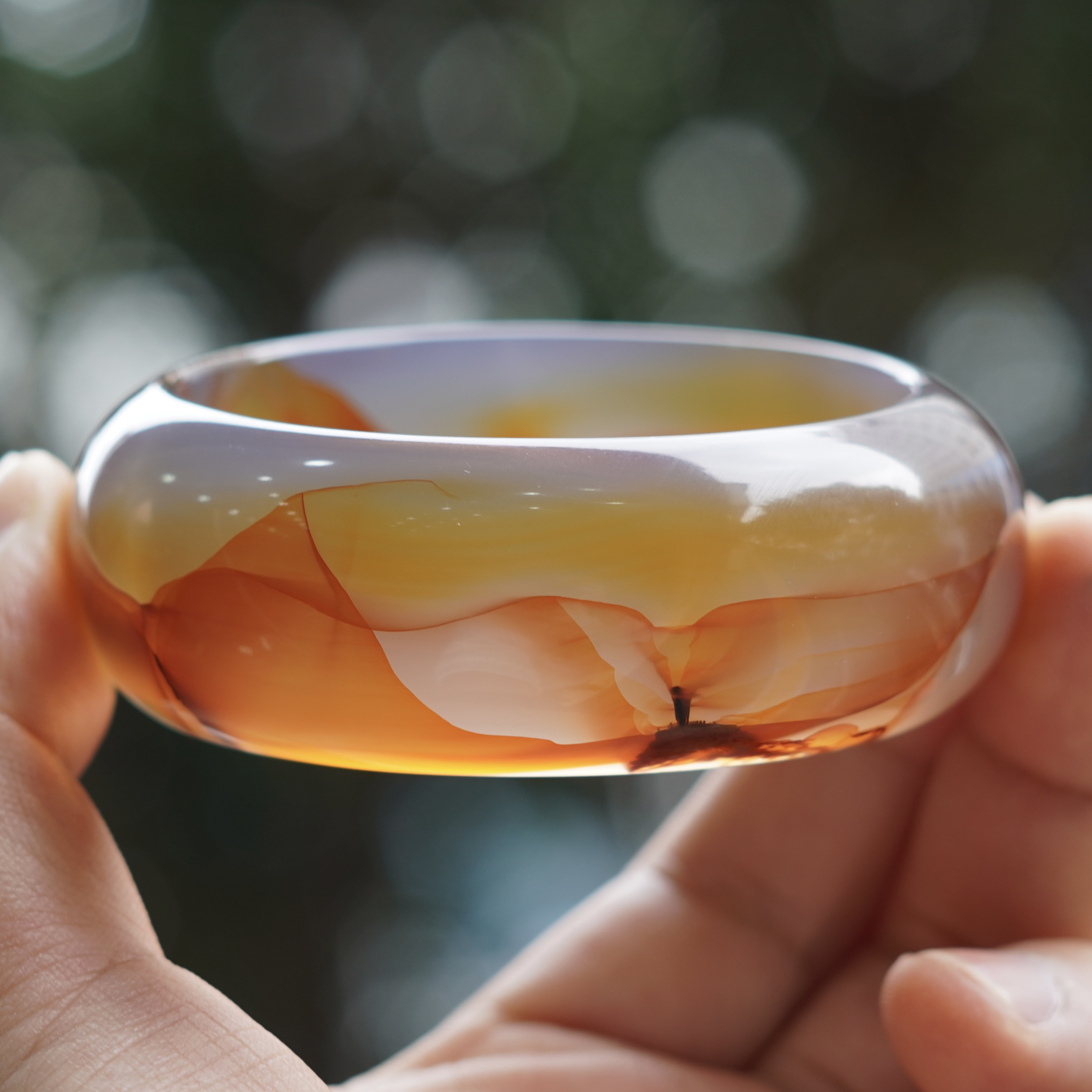 【阳琈珠宝】天然意境玛瑙玉石手镯/圈口56/编号239