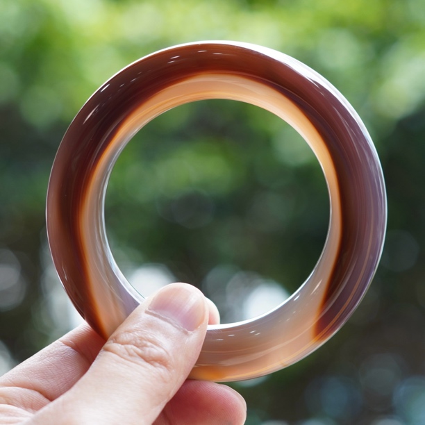 天然原矿俏色玛瑙手镯大胖圆甜甜圈/圈口60/编号193