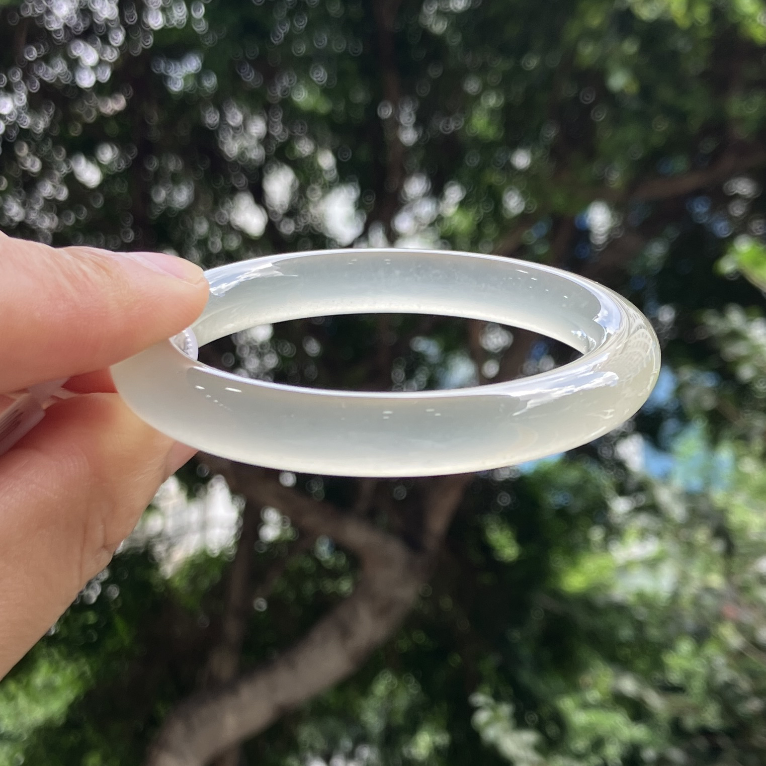 【阳琈珠宝】天然冰飘玛瑙玉石手镯/圈口53/编号0001