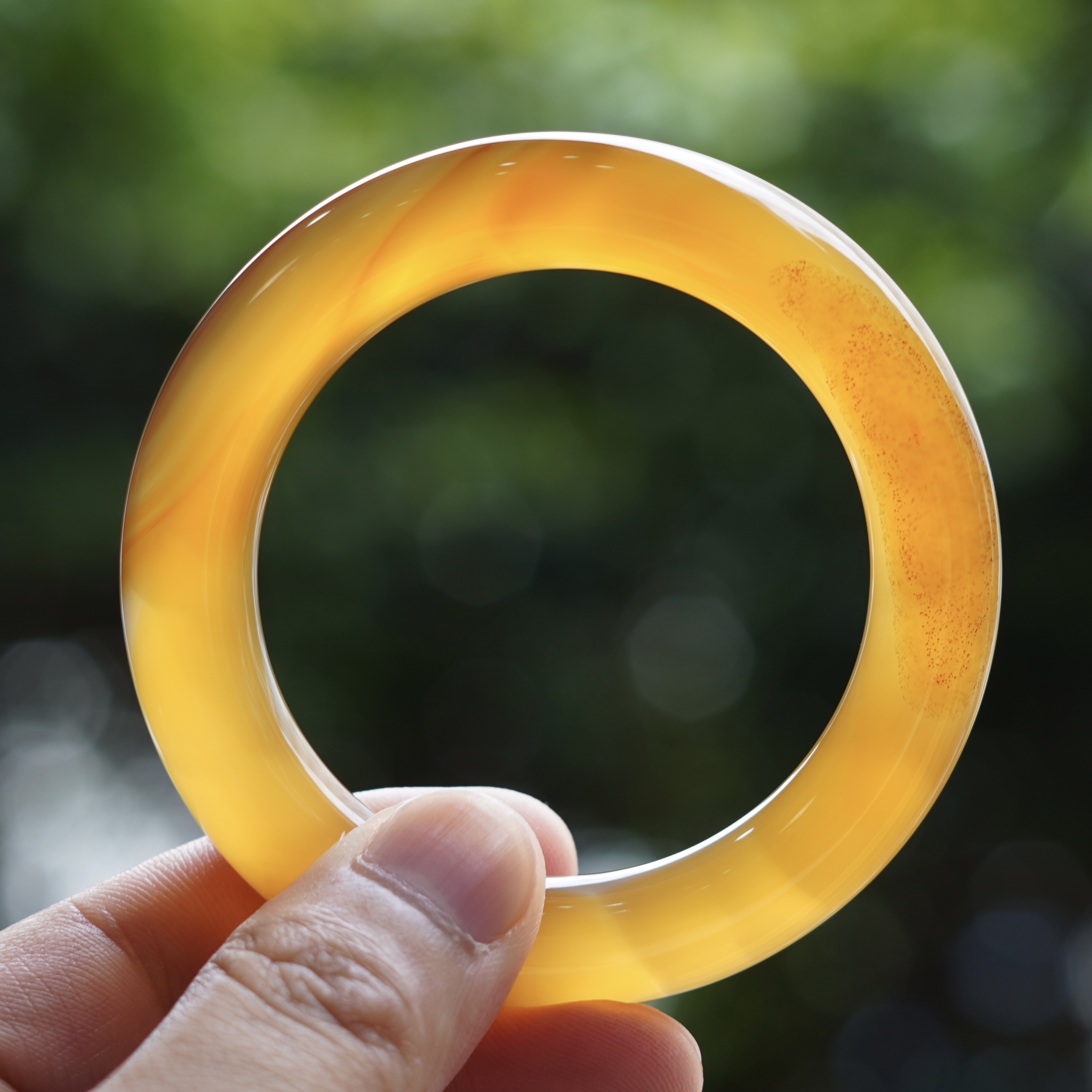 【阳琈珠宝】天然原矿焦糖色玛瑙手镯大胖圆甜甜圈/圈口53/编号189