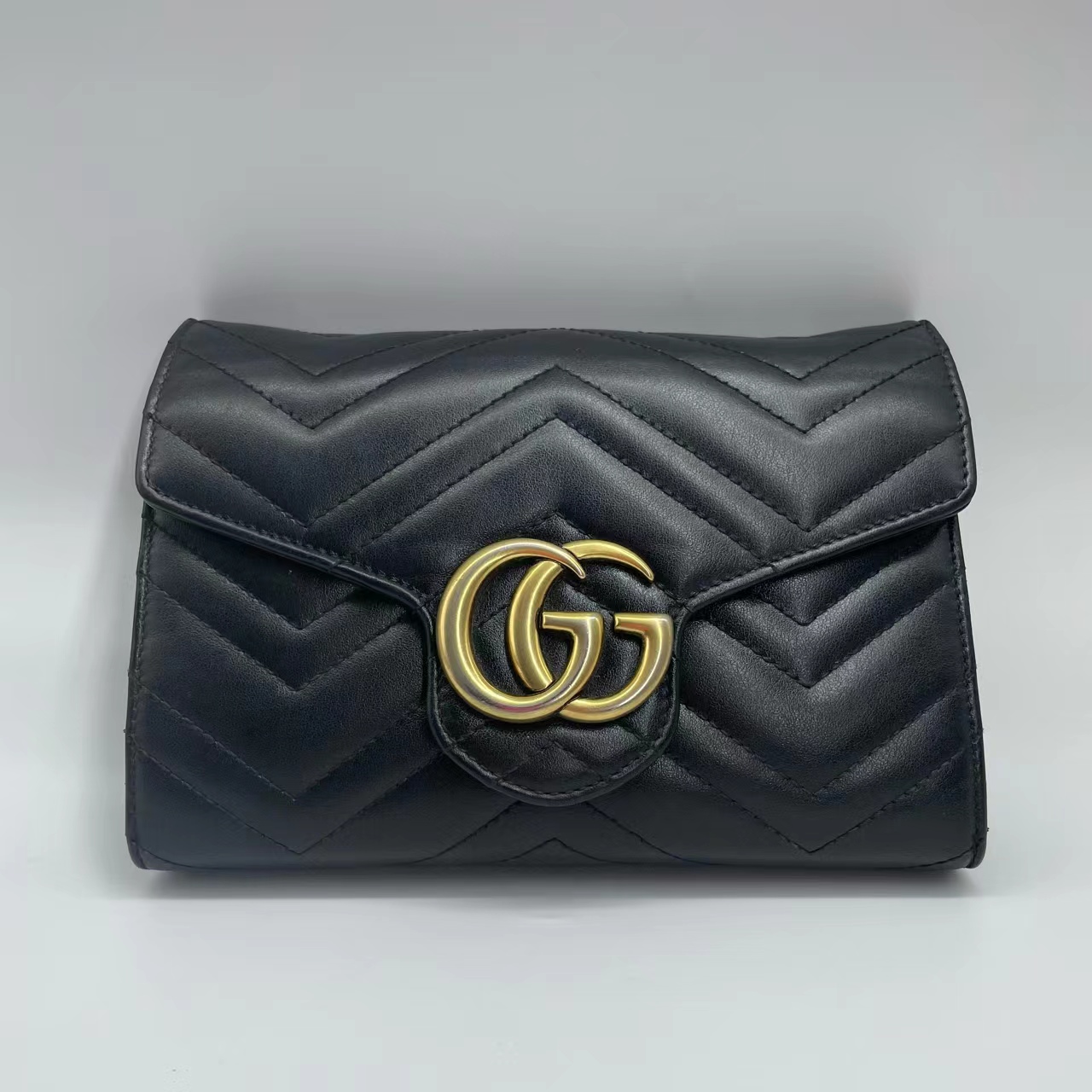 95新 GUCCI/古驰 古驰 GGMarmont马蒙 黑金 成色好 单肩包 斜挎包