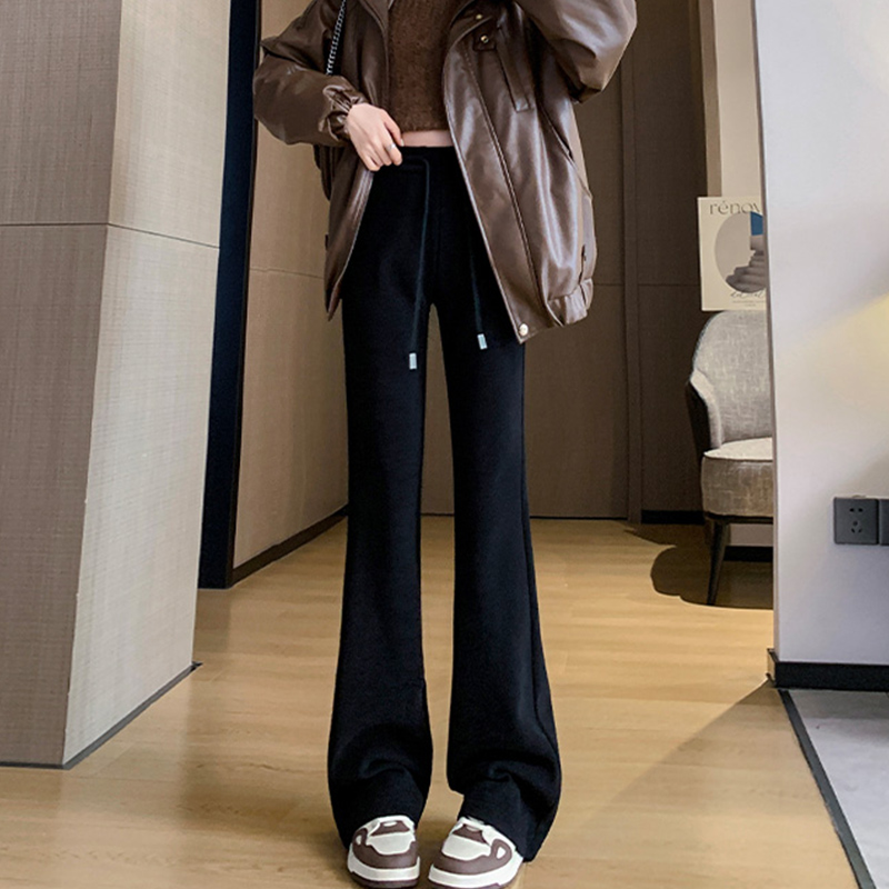 高腰显瘦喇叭裤女秋冬季2025新款百搭卫裤美式微喇拖地休闲运动裤