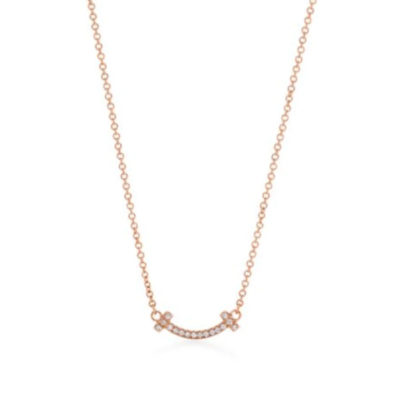 未使用 Tiffany & Co./蒂芙尼 Mini满钻笑脸项链玫瑰金色
