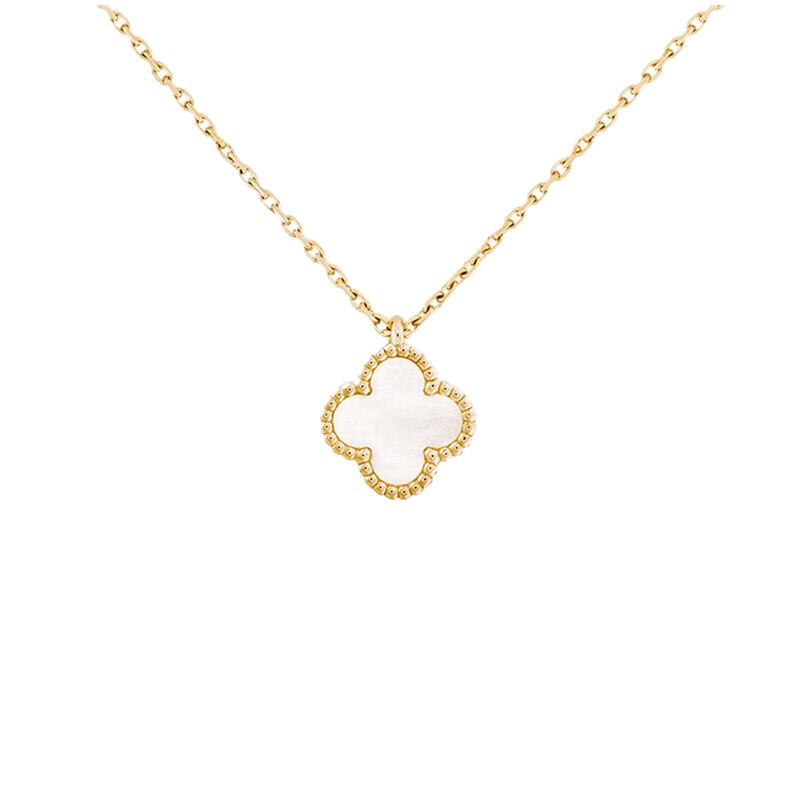 99新 梵克雅宝 四叶草系列 黄金色链条 小白花项链