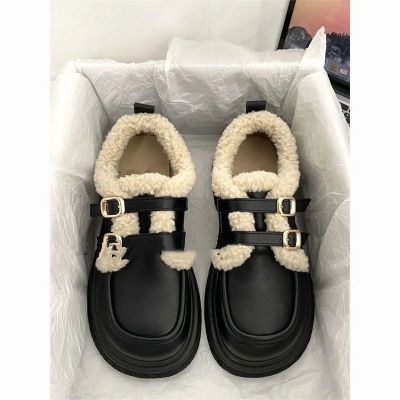 女学生2022年冬季新款一脚蹬乐福日系复古jk棉鞋子