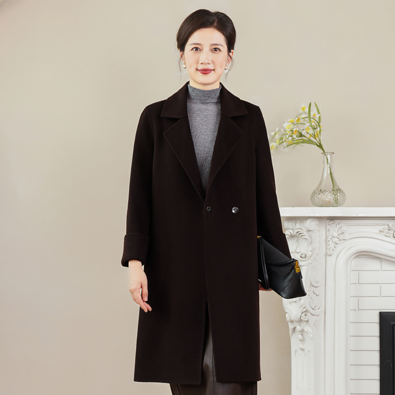 ziyang/孜洋高端中年女装秋冬双面纯羊毛大衣妈妈气质外套喜2335