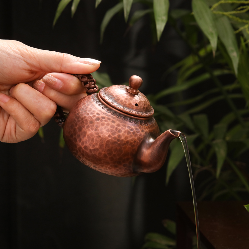 纯紫铜复古泡茶壶过滤手工加厚迷你功夫茶铜壶把玩紫铜壶