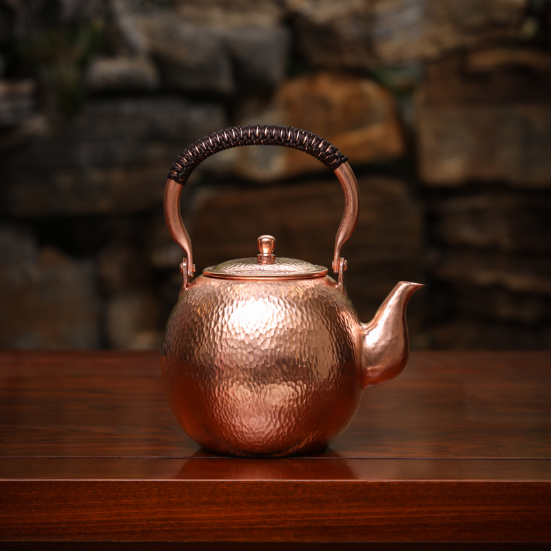 紫铜加厚家用铜烧水壶纯手工大号老式复古铜茶壶大容量铜精致耐用