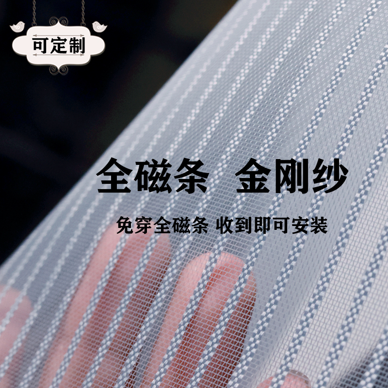 全磁条防蚊门帘夏季家用免打孔纱窗纱门夏天磁吸磁性自粘贴魔术贴