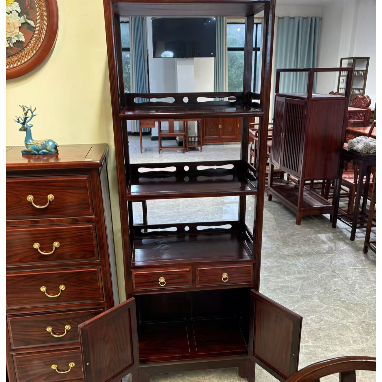 黑酸枝  178双门双抽书柜