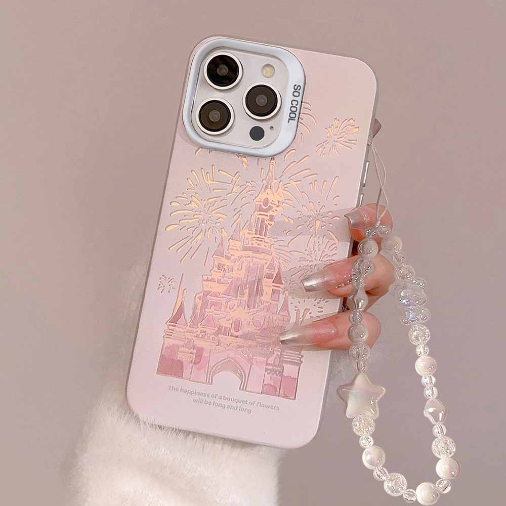 粉嫩梦幻城堡适用苹果15promax手机壳14iPhone13可爱网红元气少女