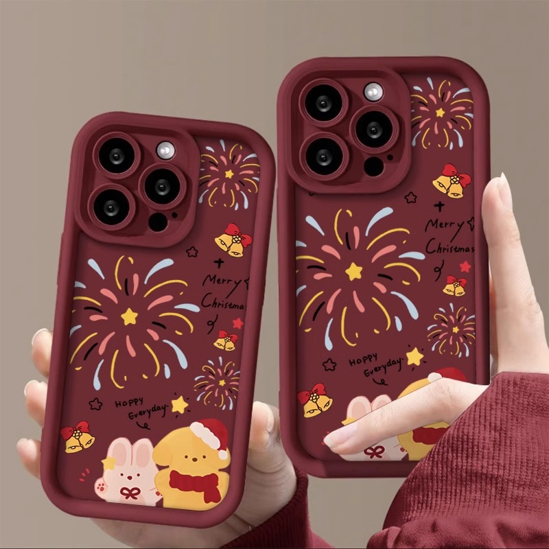 新年烟花动物苹果15手机壳iPhone14pro软13/12/11/8plus7/xsmax潮