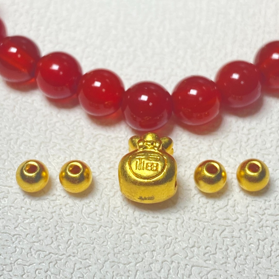 【直播专享】足金999福袋+卡4古法4颗编好玛 瑙链//A202