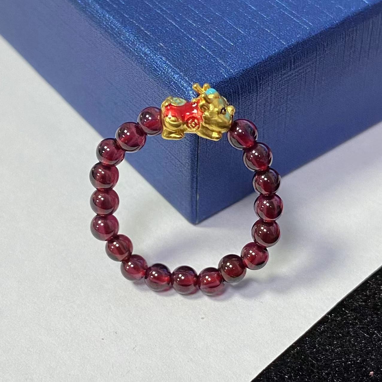 足金999小貔貅宝宝石 榴 石戒时尚@@A110
