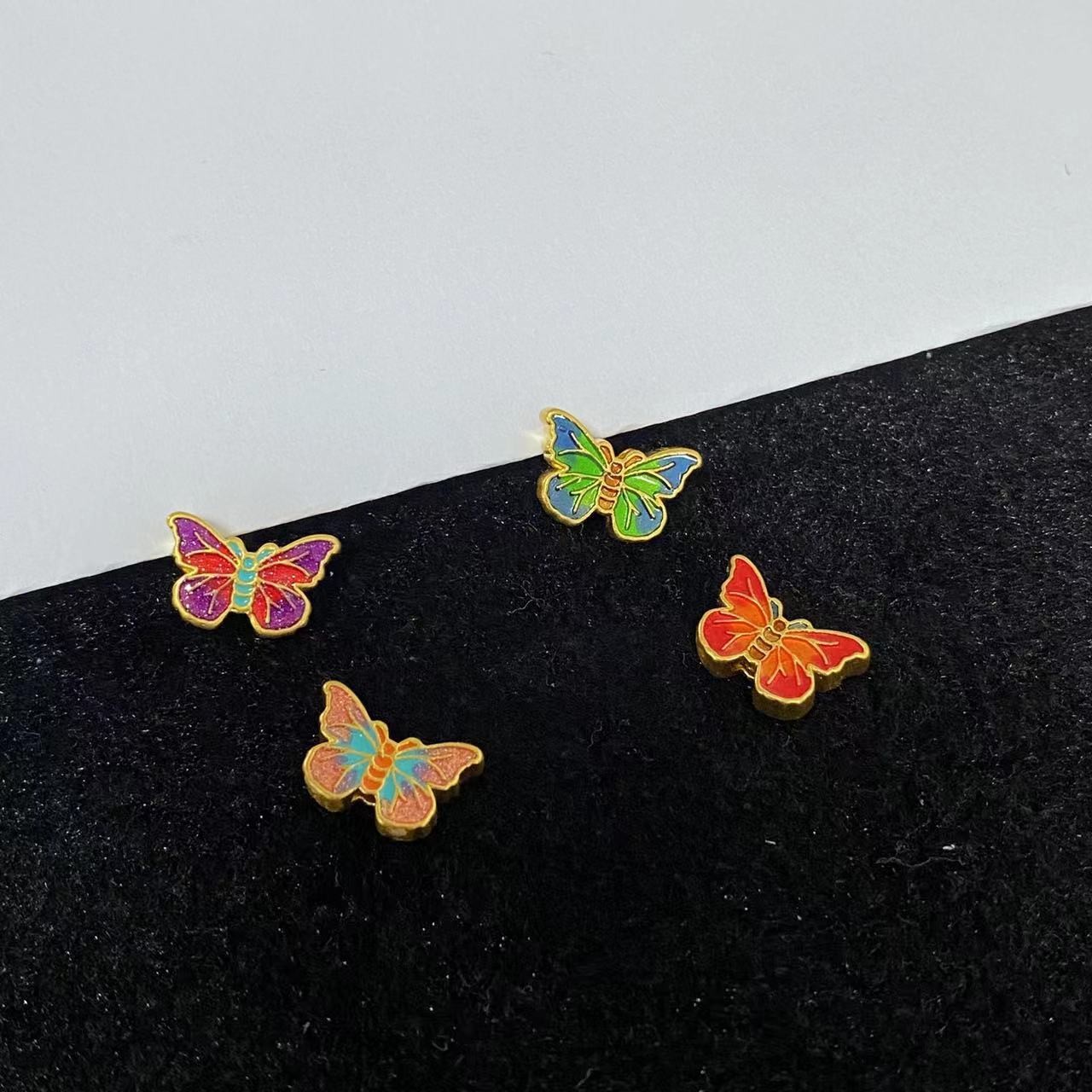 足金双面烧蓝蝴蝶1个 选颜色@@A280/（多样性发1件）